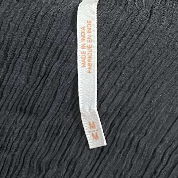 Free People Blouse Womens Medium Black Ruffle Button Front Sleeveless Boho Gauze - Picture 7 of 13